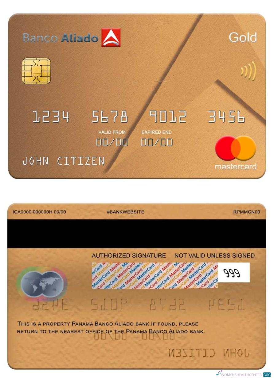 Download Panama Banco Aliado bank mastercard Photoshop template